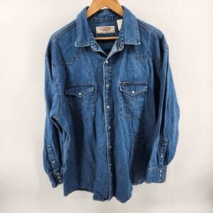 Big Mac Workwear Men's XL Denim Pearl Snap Long Sleeve Cotton